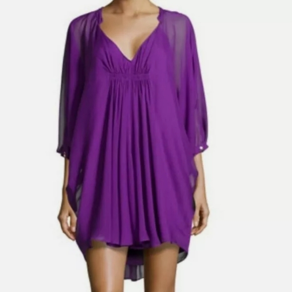 Diane Von Furstenberg Dresses & Skirts - Diane Von Furstenberg Flutter Sleeve Purple Dress